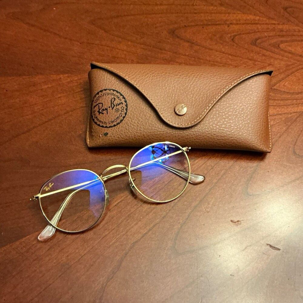 Ray-Ban RB3447 Round Metal Evolve Blue-Light Photochromic Glasses Legend Gold 48